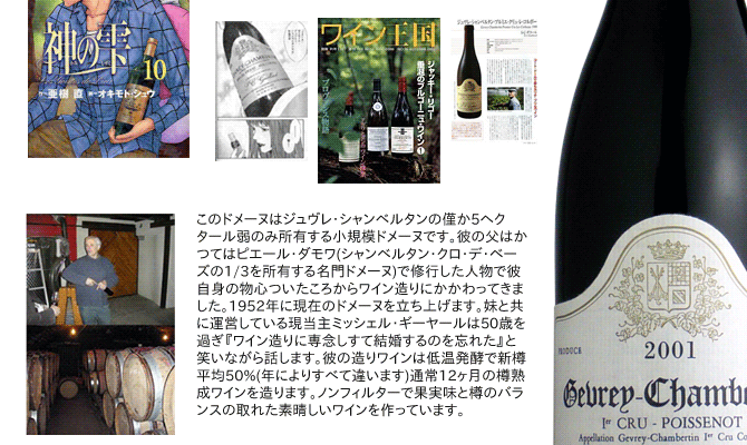 ジュヴレ・シャンベルタン プルミエ・クリュ ポワスノ 2001年 ドメーヌ
