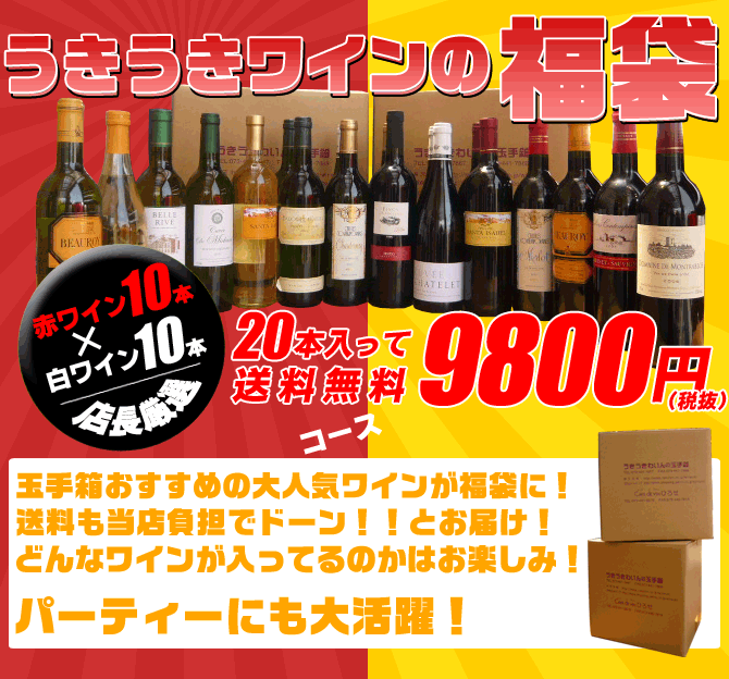 コース➘ ワインセット うきうきワインの玉手箱 - 通販 - PayPayモール うきうきワインの福袋！玉手箱オススメワイン20本セット 赤ワイン×白 ワイン各10本コース 家飲み 巣ごもり インの - www.blaskogabyggd.is