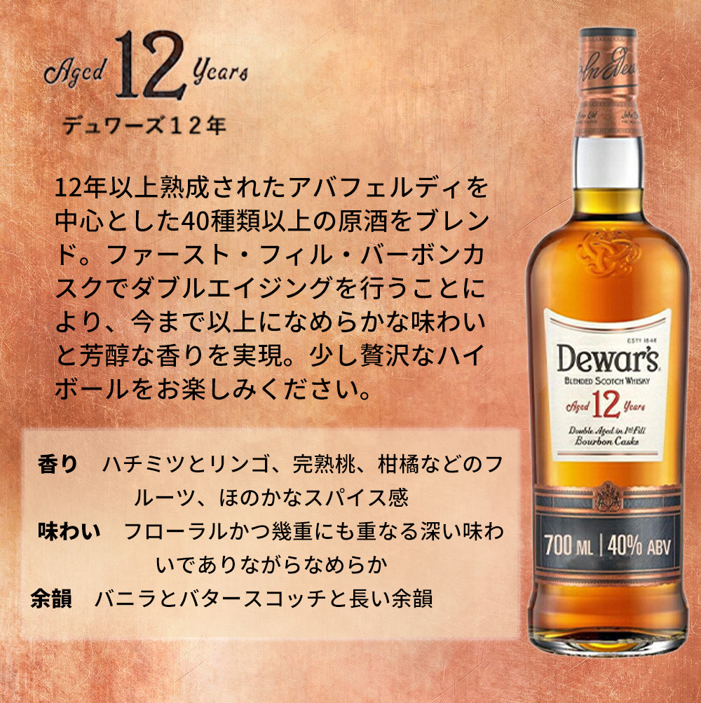 正規品 箱入 飲み比べ】デュワーズ12年＆ジャパニーズスムース8
