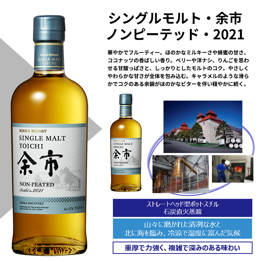 ニッカウヰスキー - ニッカウヰスキー 2021余市ノンピーテッド 宮城峡ピーテッド 限定品 セット商品】ニッカ 宮城峡 ピーテッド700ml & 余市
