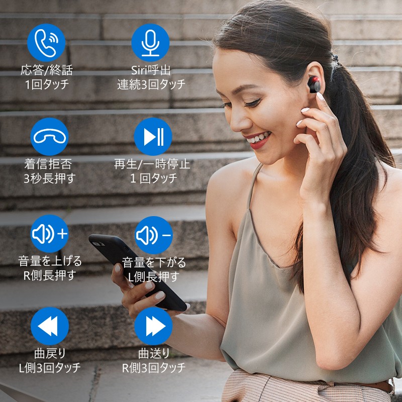 Bluetooth イヤホン ワイヤレスイヤホン Hi-Fi高音質 LEDディスプレイ 