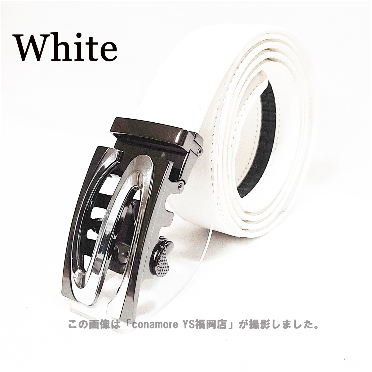 ゴルフベルト 白 黒 赤 ベルト メンズ おしゃれ ゴルフウエア レザーベルト オートロック 自動ロック プレゼント | ブランド登録なし | 01