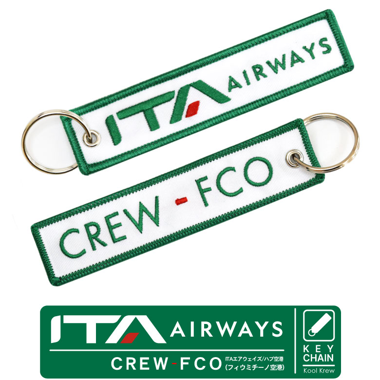 KoolKrew ITA エアウェイズ 航空 タグ キーホルダー ITA Airways CREW FCO フィウミチーノ空港 フライトタグ 旅行  飛行機 航空 グッズ アイテム : kcita01 : Winglet - 通販 - Yahoo!ショッピング