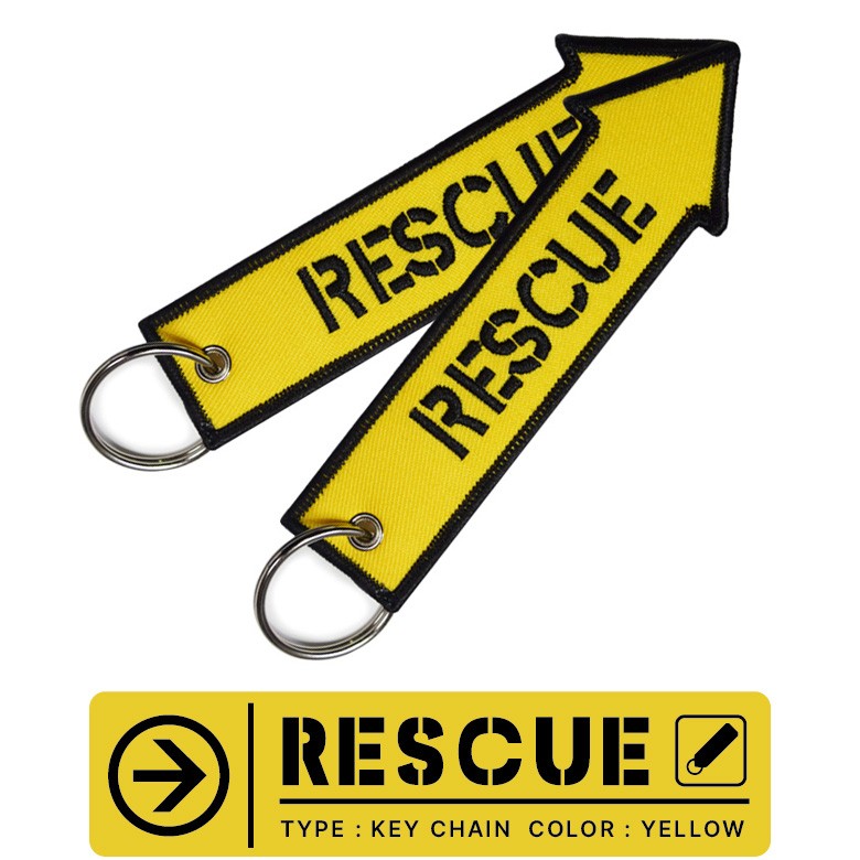 RESCUE レスキュー キーチェーン キーホルダー タグ カラー イエロー