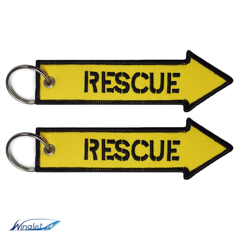 RESCUE レスキュー キーチェーン キーホルダー タグ カラー イエロー