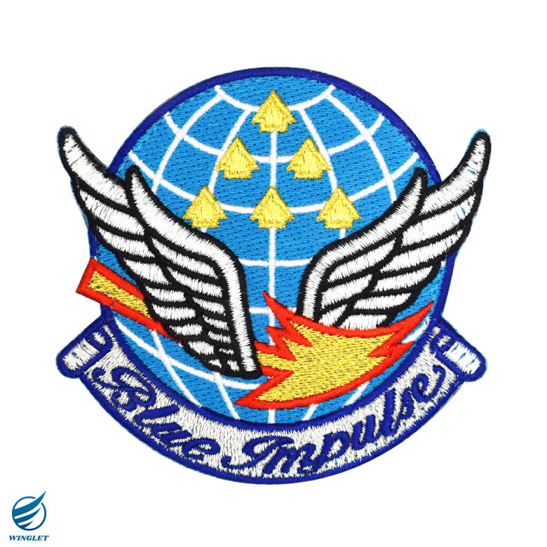 航空自衛隊 ブルーインパルス エンブレム 刺繍 ワッペン 両面 ベルクロ