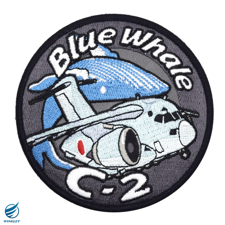 航空自衛隊 C-2 輸送機 BLUE WHALE デフォルメ パッチ 両面 ベルクロ