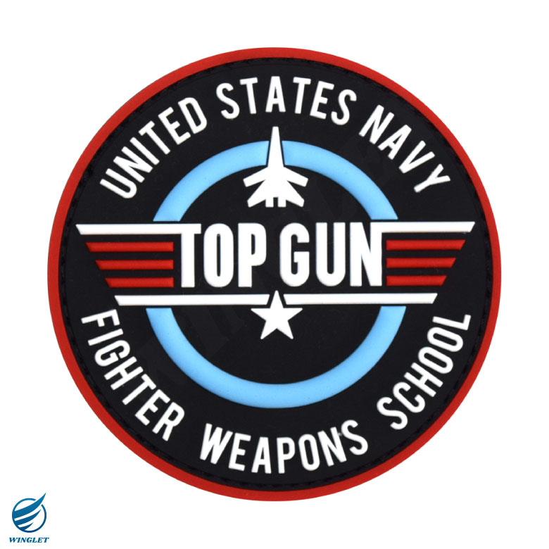 TOPGUN トップガン 立体 PVC製 蓄光仕様 ワッペン ベルクロ 付き Ver
