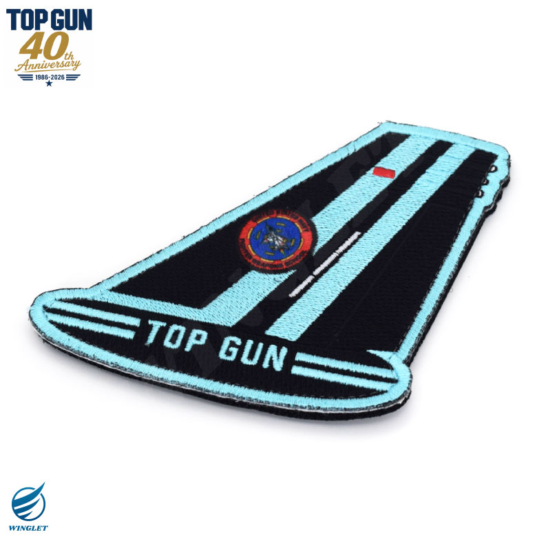TOPGUN 40周年 FA-18 戦闘機 尾翼 マーク ワッペン 刺繍 両面 ベルクロ