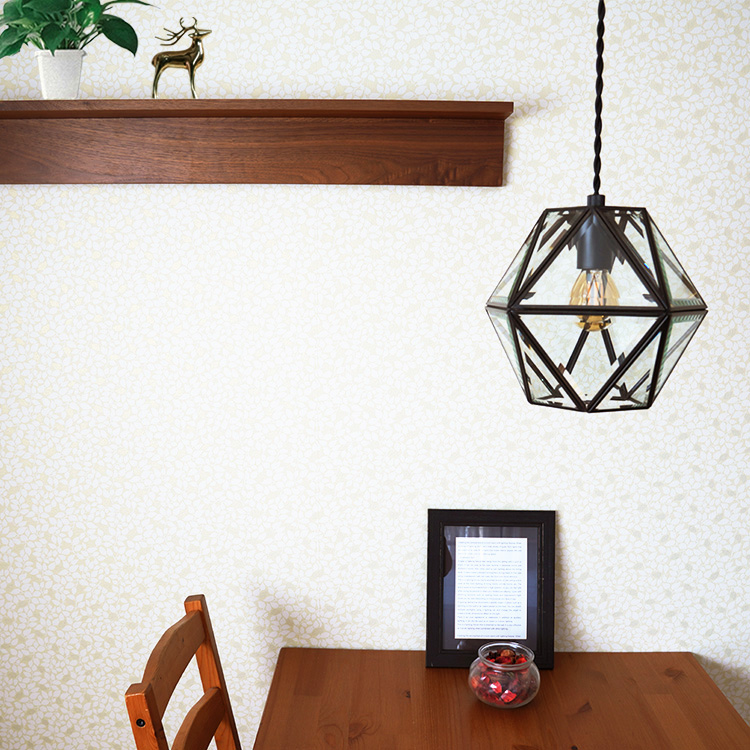 ペンダントライト 1灯 LED E17 真鍮 多角形 星 カットガラス ブラック