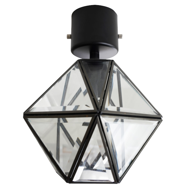 シーリングライト 1灯 E17 LED カットガラス 真鍮 おしゃれ 北欧 黒