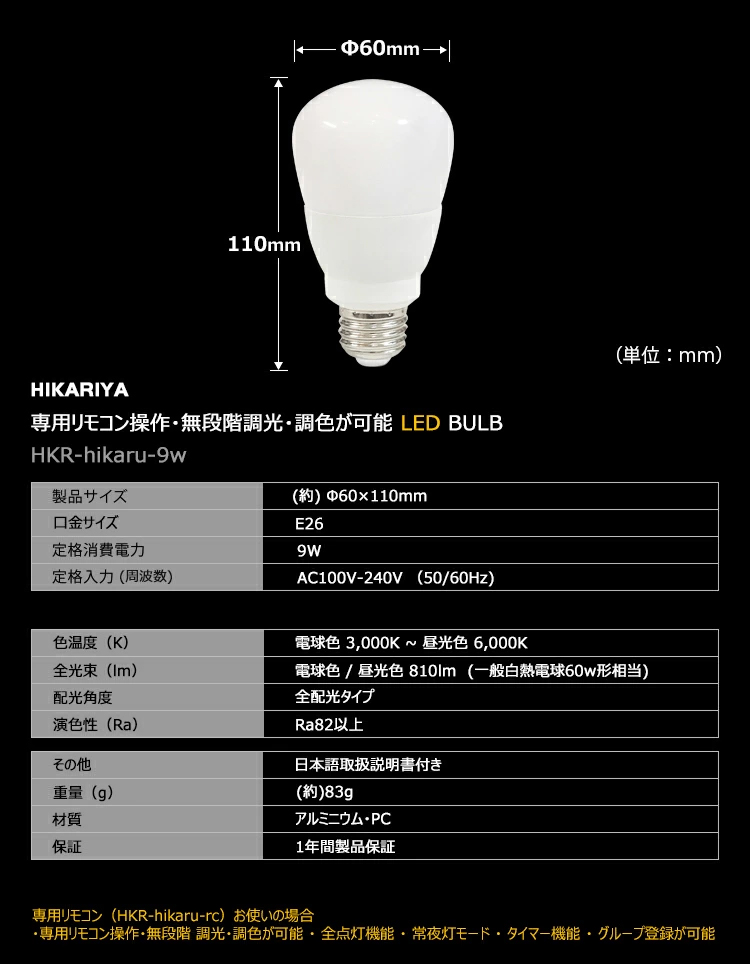 器具4個+調光調色LED電球4個+リモコン1個セット】ダクトレール用