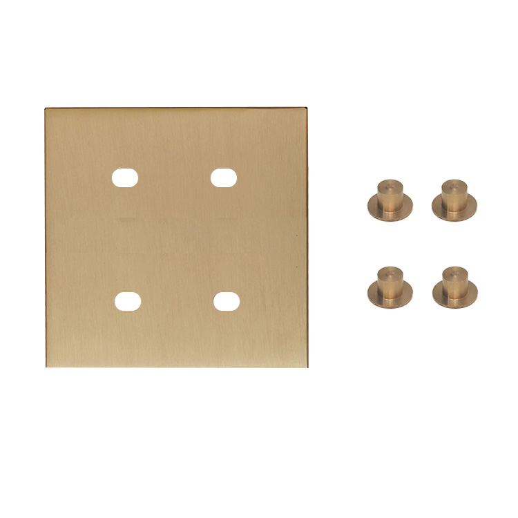 ポイント5倍／ スイッチカバー かぶせるだけ 真鍮 4口 工事不要 ネジ