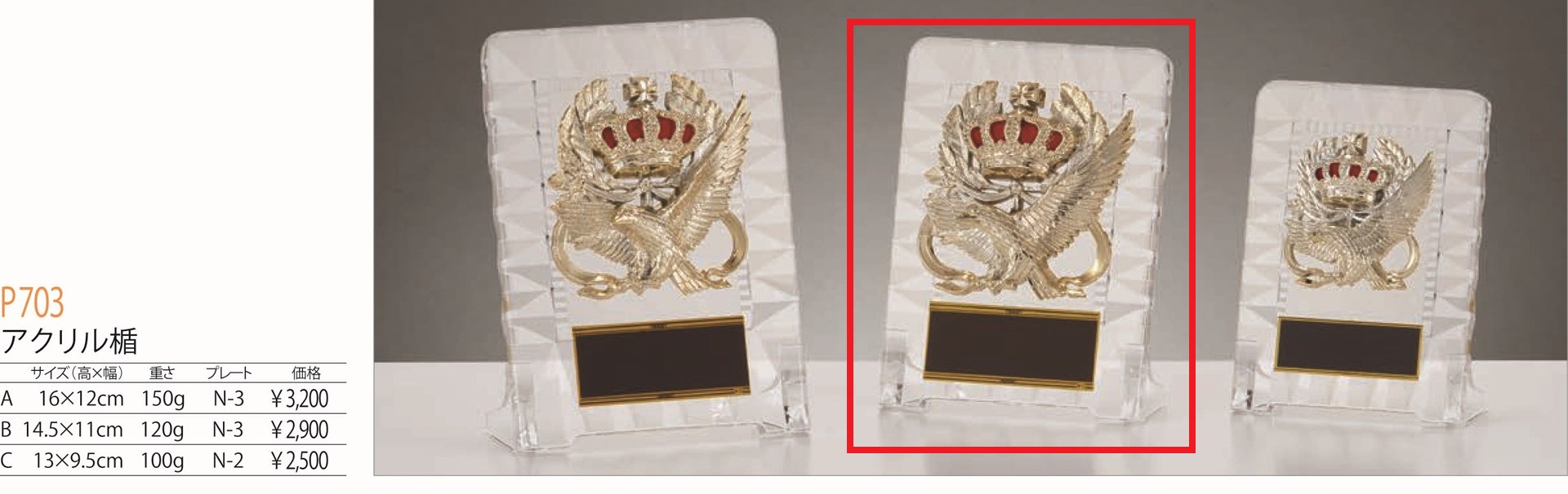 [P703B/N-3]アクリル楯／高さ14.5cm |  | 01