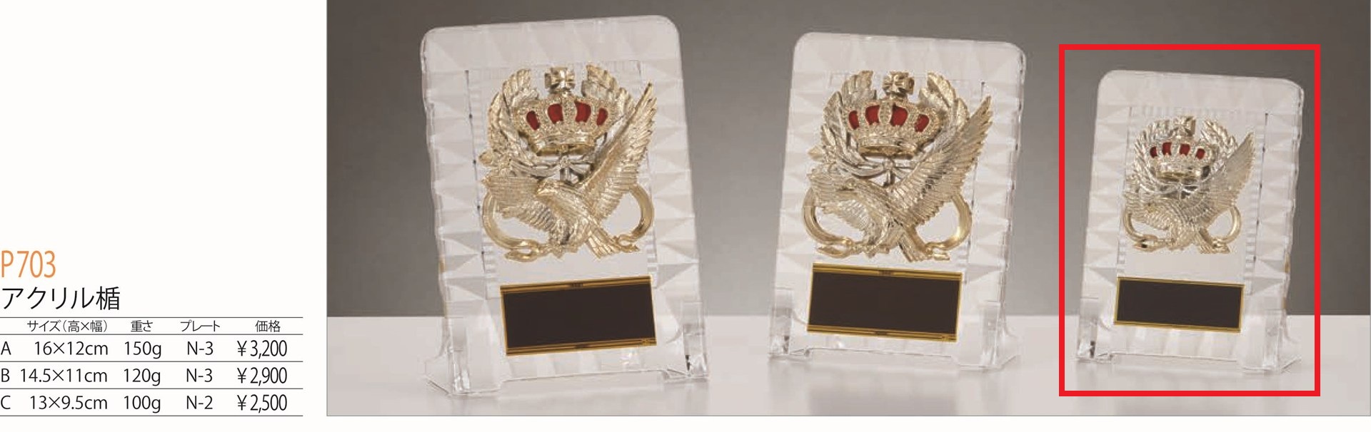 [P703C/N-2]アクリル楯／高さ13cm |  | 01