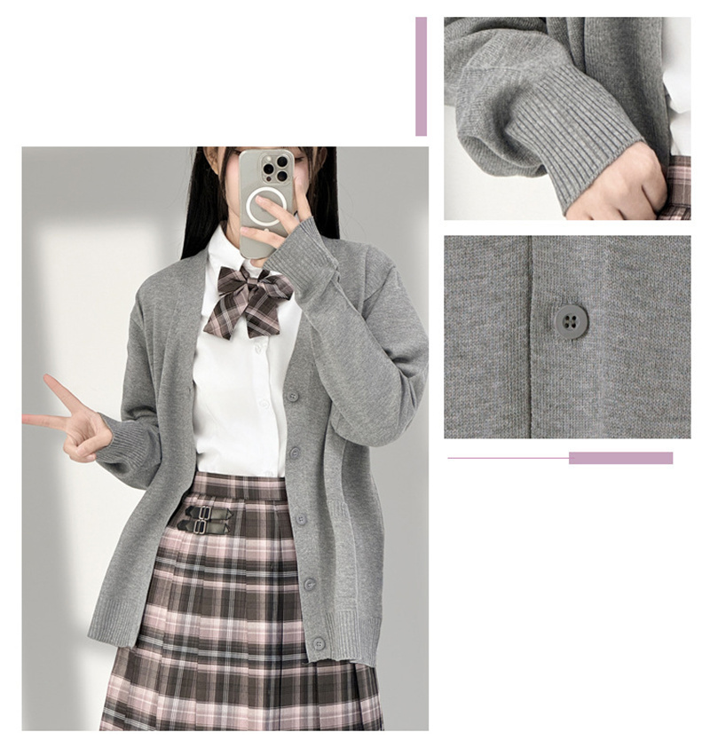 スクールカーディガン レディース ニットセーター 制服 Vネック