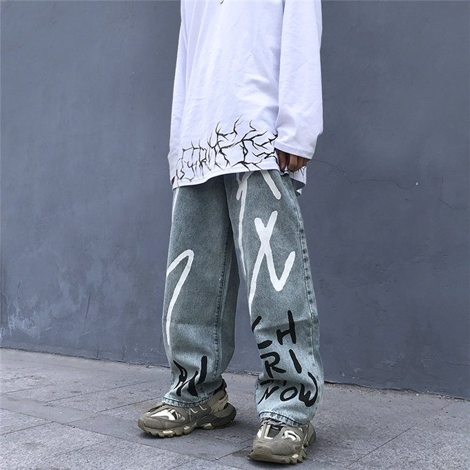 ワイドパンツ メンズ デニム ジーンズ ストリート ダボパン B系 Hiphop ダンス 絵柄 ダメージ ヒップホップ バギーパンツ チノパンツ 無地 44sep21nxh13 Winter Fall 通販 Yahoo ショッピング