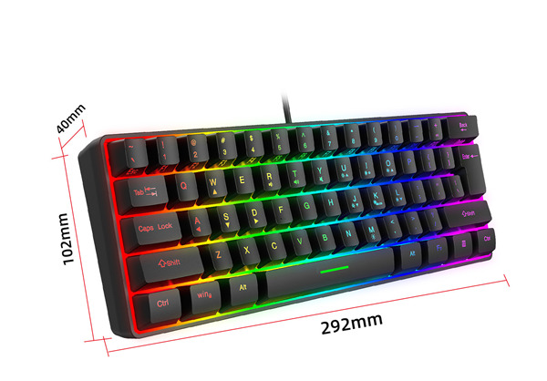 ゲーミングキーボード 61キー パソコン 有線 ゲーム用 PC 英字配列 RGB