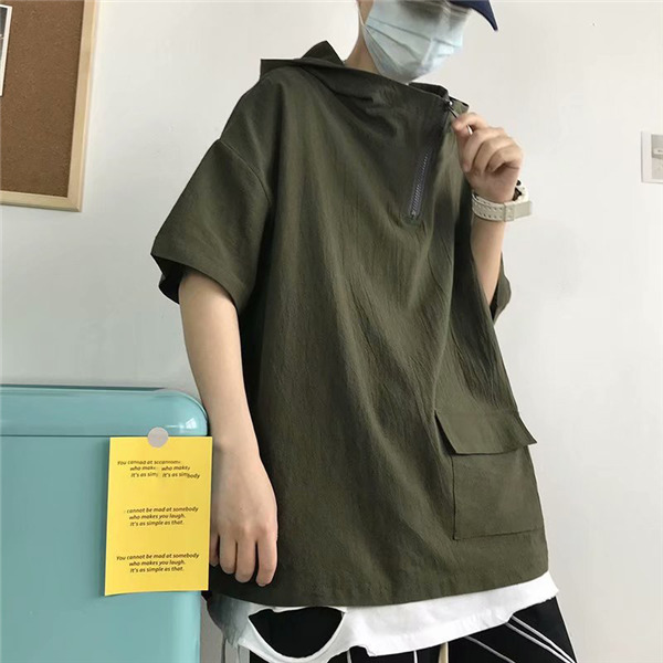 半袖パーカー メンズ 接触冷感 涼しい 夏服 プルオーバー フード付き