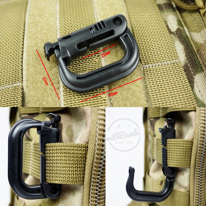 カラビナ MOLLE/PALS モールシステム対応 OLIVE 2個セット ミリタリー