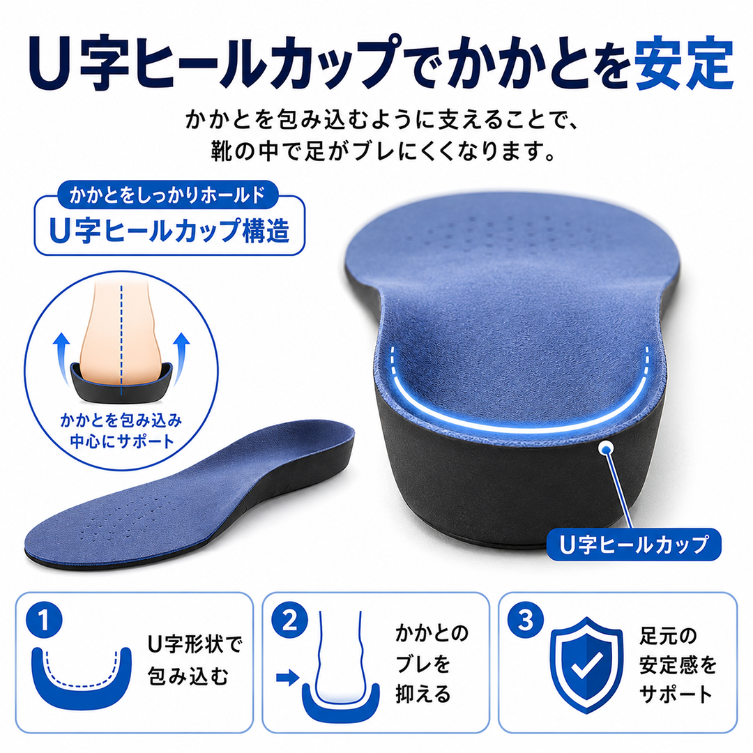 withBambi インソール アーチサポート 偏平足 土踏まず 衝撃吸収 立体