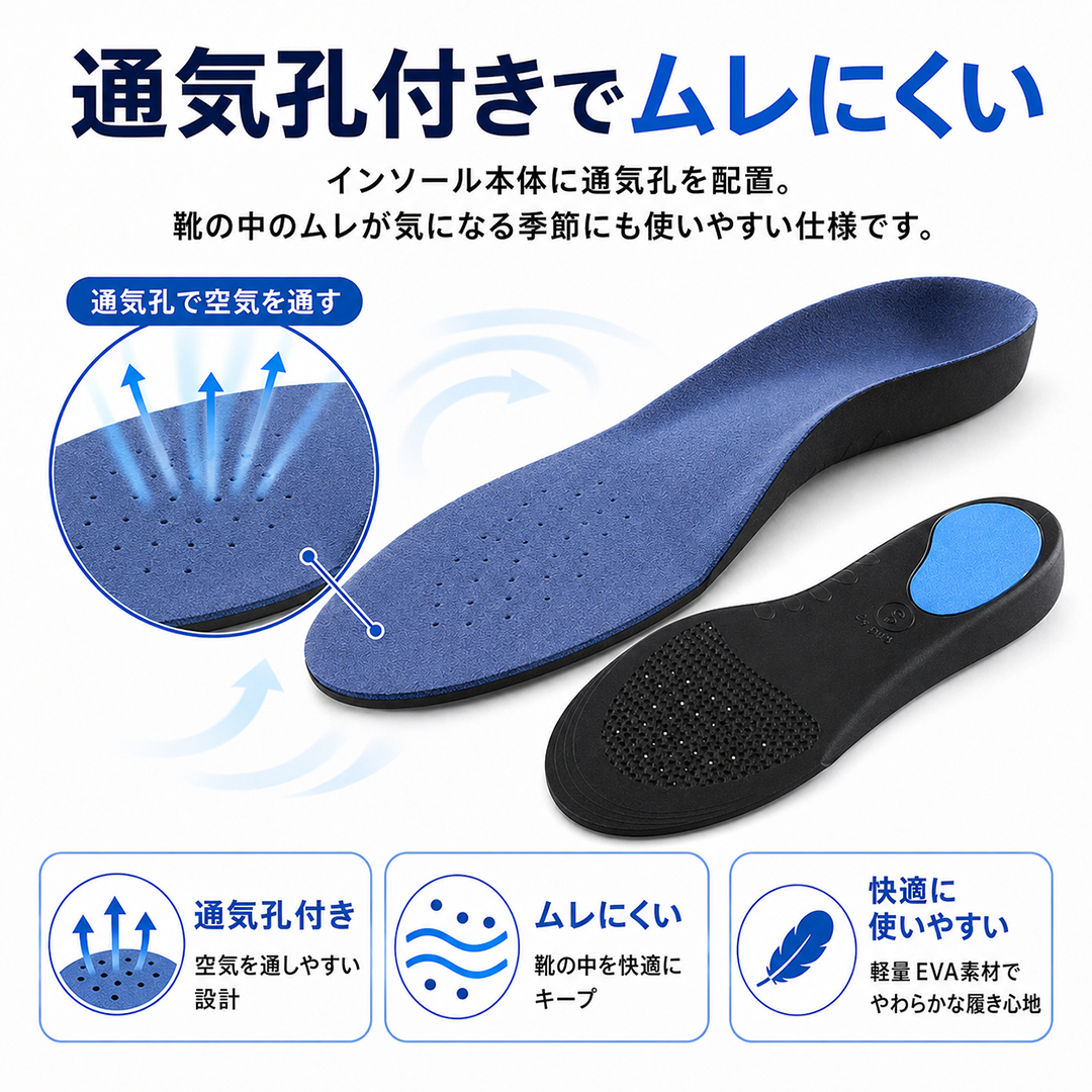 withBambi インソール アーチサポート 偏平足 土踏まず 衝撃吸収 立体