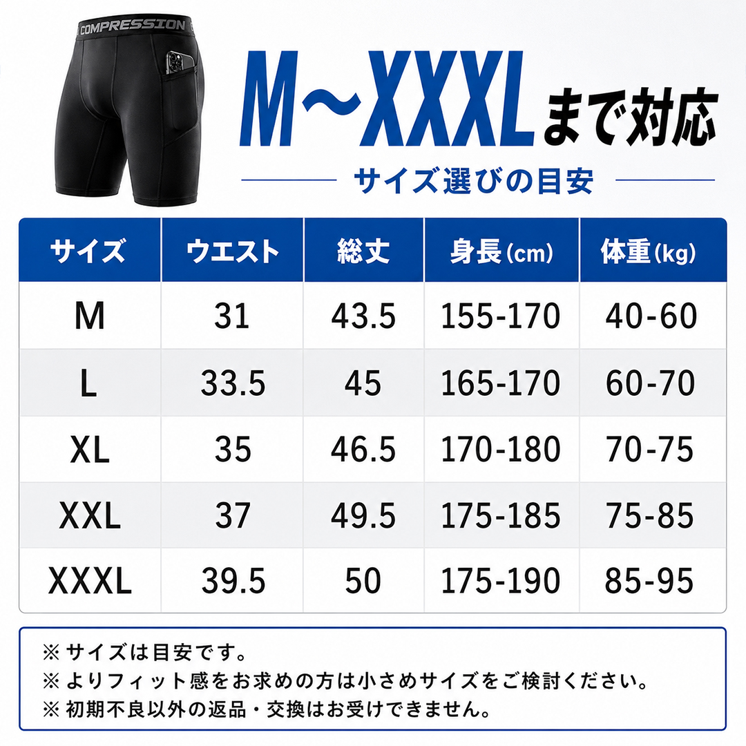コンプレッションショーツ メンズ ポケット付き スポーツタイツ ハーフ