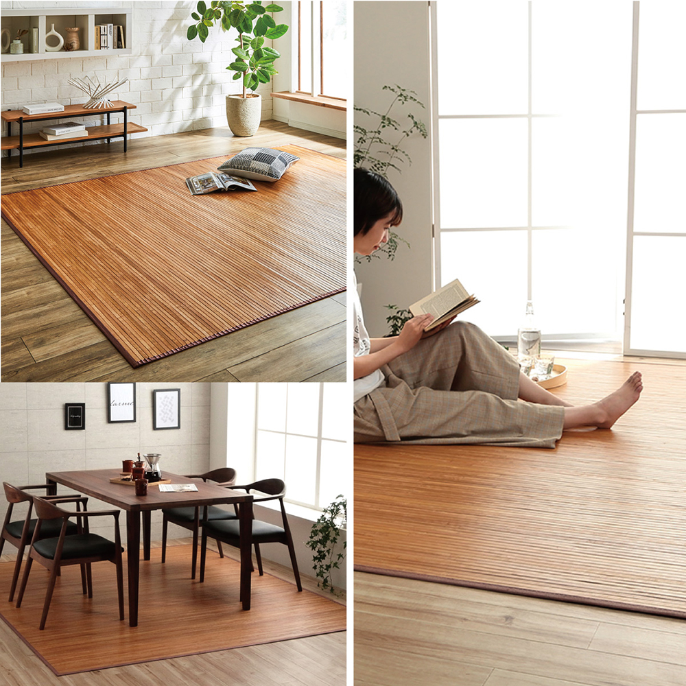 竹 ラグ カーペット 200×240cm 絨毯 ダイニング 自然素材 抗菌防臭 夏