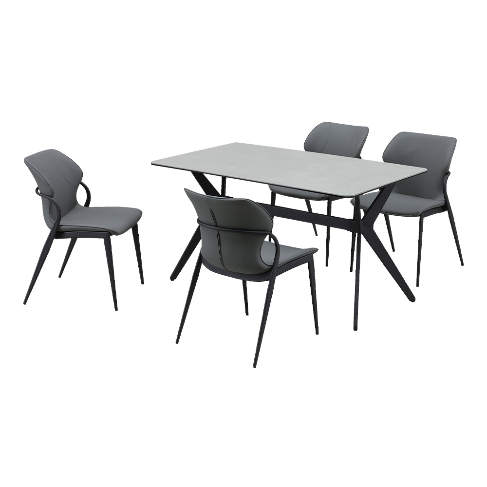 ダイニング セット 幅140cm 4人 長方形 ダイニングテーブル 大理石調