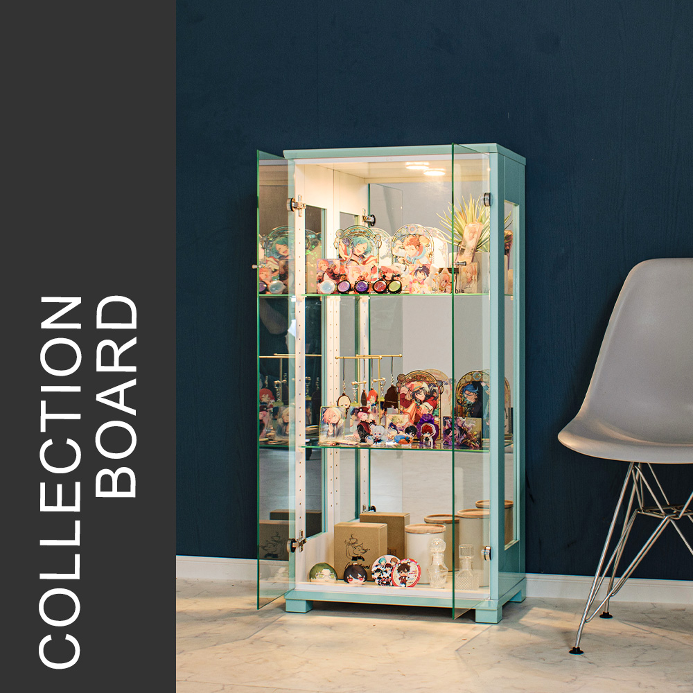 コレクションボード 幅50cm スリム フィギュアケース パステルカラー ディスプレイケース ガラスケース リリィ50 ウイズプラン | With Plan | 07