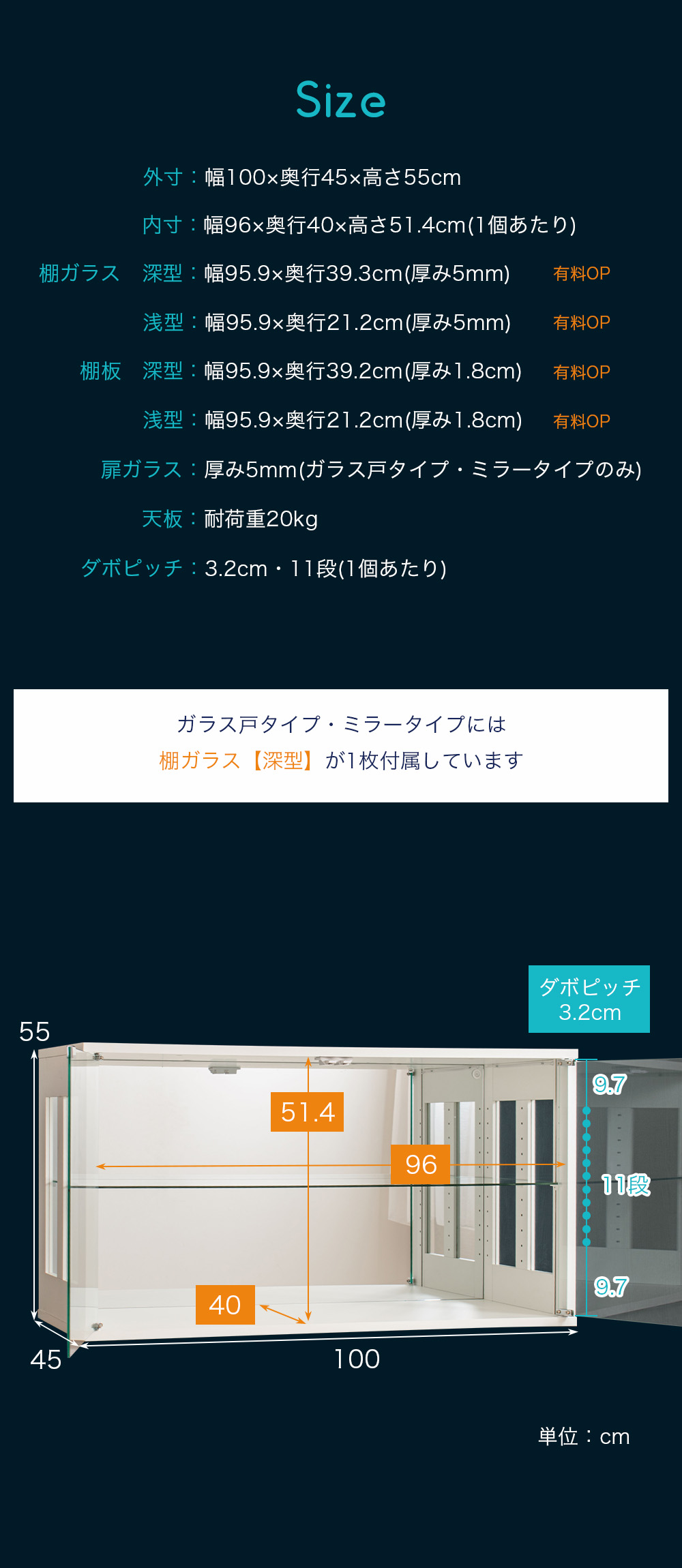 With Plan（ウィズプラン） コレクションケース 幅100cm Cミラータイプ 
