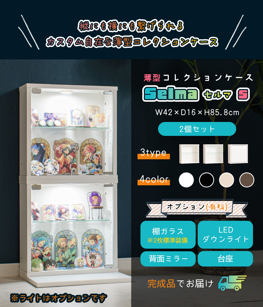 With Plan（ウィズプラン） コレクションケース 薄型 幅42cm スリム2個