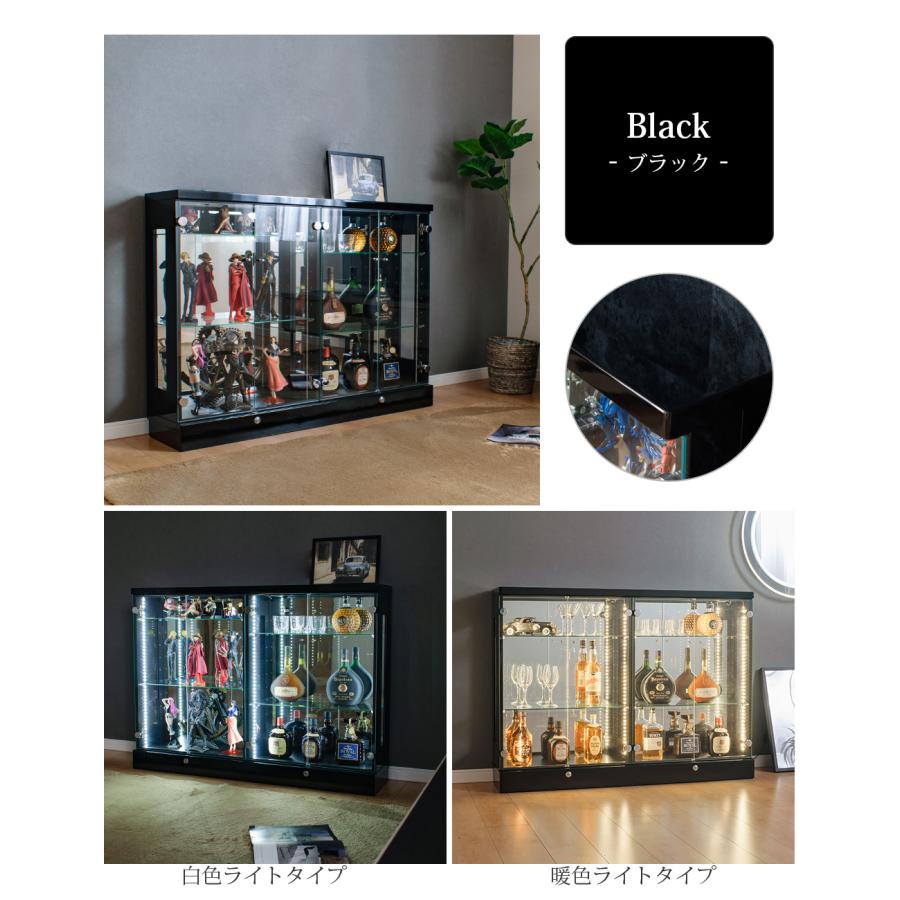 コレクションケース 120 led ワイド 大型 ウイスキー ガラスケース 鍵付き ガラス棚 コレクションボード ディスプレイ棚 アトラス｜withplan｜18