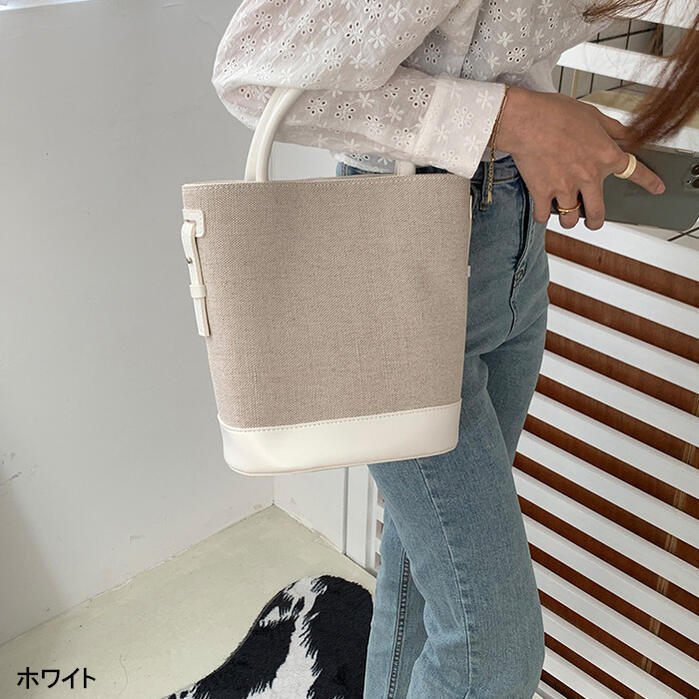 バッグ 2wayバケットバッグ レディース ショルダーバッグ 合皮 帆布 鞄
