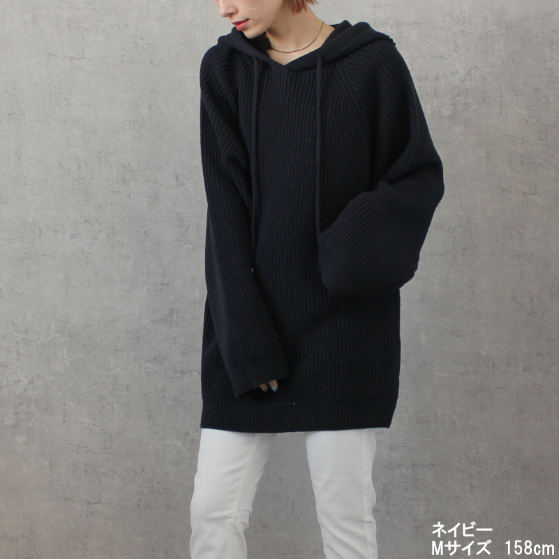 ニットパーカー フード付きニットプルオーバー レディース トップス