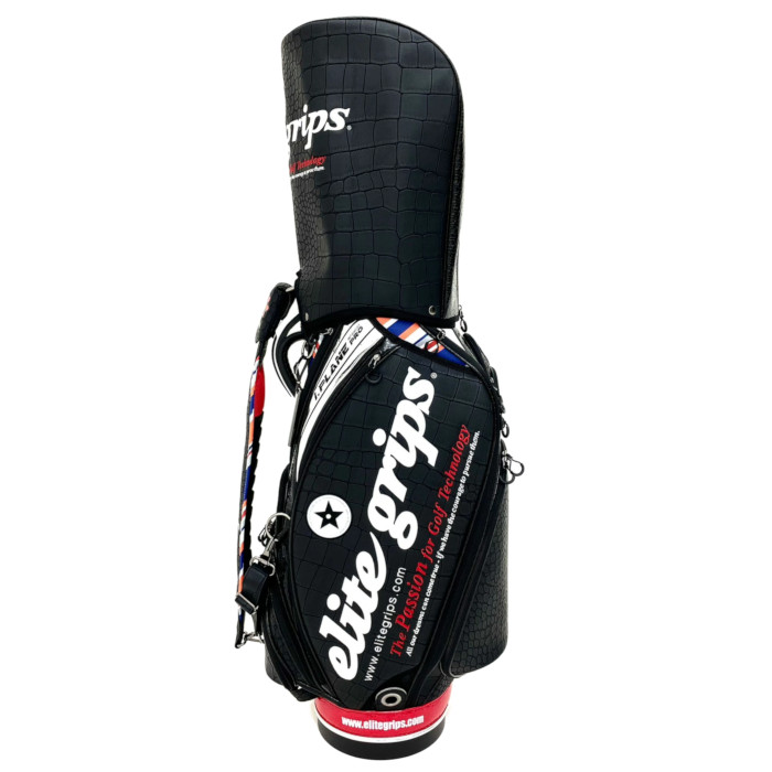 最安値❕ エリートグリップ ELITE GRIP EGCB-N-01BK ツアープロモデル クロコ ツアーキャディバッグ 10.5型 【1635461407】(59800円)