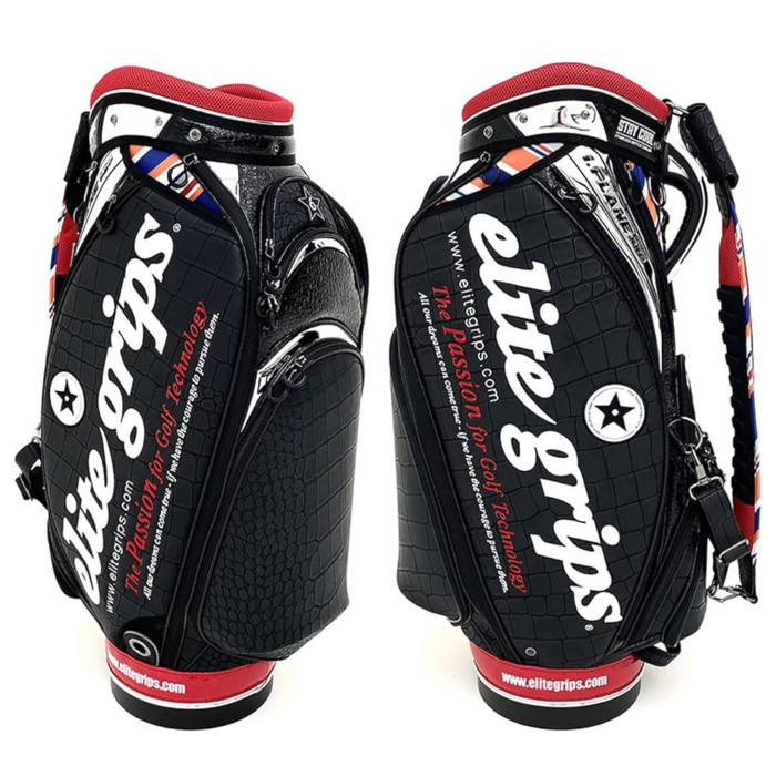 最安値❕ エリートグリップ ELITE GRIP EGCB-N-01BK ツアープロモデル クロコ ツアーキャディバッグ 10.5型 【1635461407】(59800円)