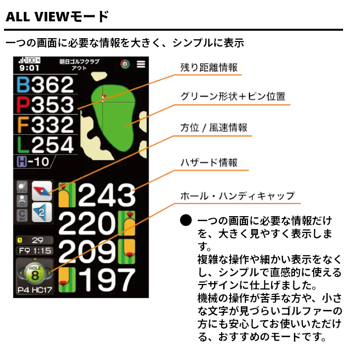 イーグルビジョン EV-438 EAGLE VISION NEXT G GPSゴルフナビ 朝日ゴルフ ピンポジ君対応 大画面 ハイスペック ネクストG | 朝日ゴルフ用品 | 07