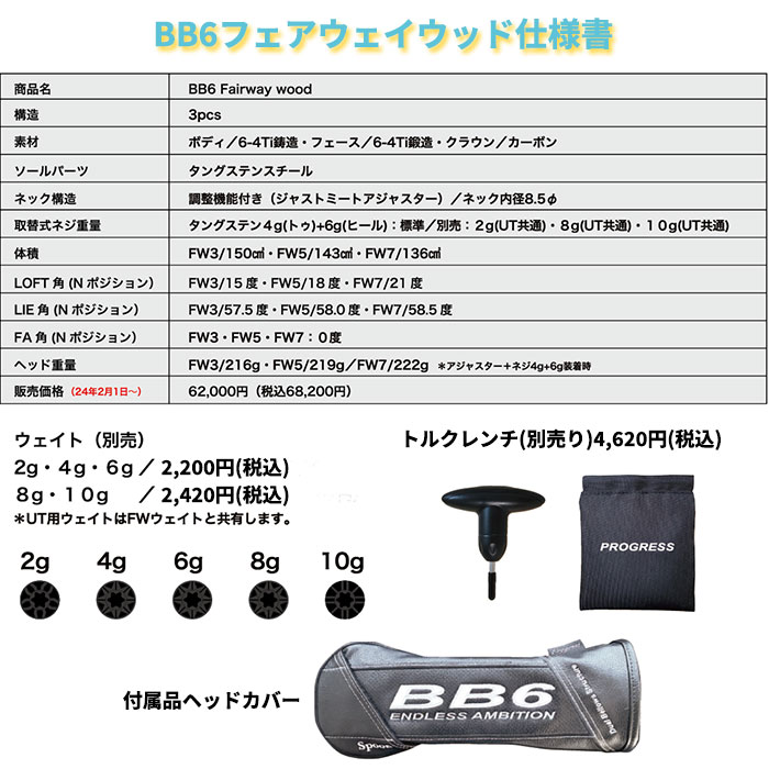 プログレス フェアウェイウッド Progress BB6 FW グラファイトデザイン