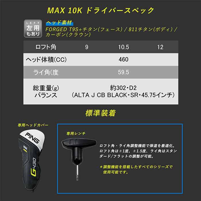 ピン ゴルフ PING G430 MAX 10K ドライバー PING ALTA J CB BLACK 日本正規品 ping g430 max 10k 左右選択可 ピン｜wizard｜11