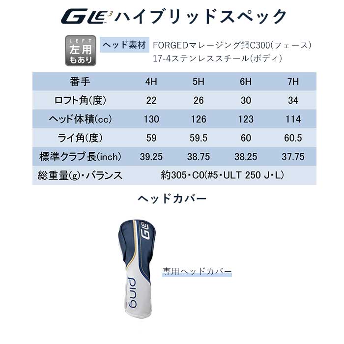 ピン ゴルフ PING G LE3 ハイブリッド ULT 250 J 日本正規品 ping g le HYBRID ジーエルイ―3｜wizard｜07