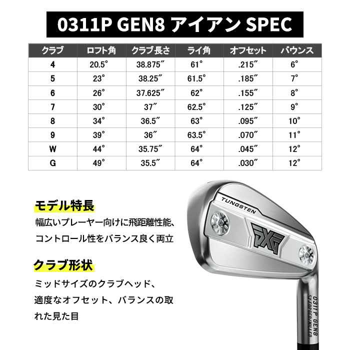 ピーエックスジー PXG 0311 P GEN8 IRON 6I〜PW(5本セット)Dynamic Gold 105 Onyx Black (カスタムアイアン)の画像