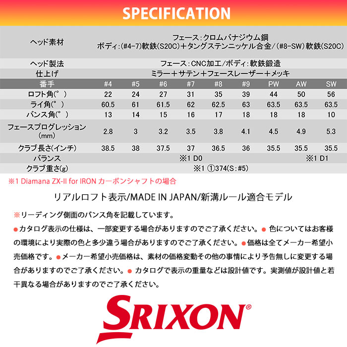 メーカーカスタム】SRIXON ZX5 Mk II IRON スリクソン アイアン 5I~PW 
