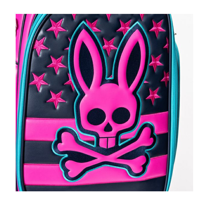 希少Psycho Bunnyサイコバニースタンド ゴルフバッグ限定カラーピンク Psycho Bunny サイコバニー キャディバック カート PB