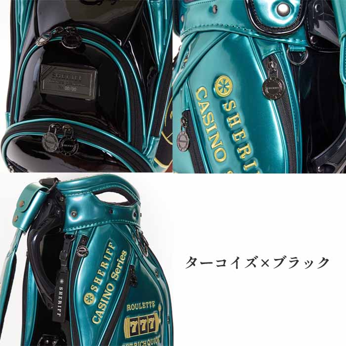 サンプル品 シェリフ SHERIFFゴルフ クラシックキャディバッグ ターコイズ dショッピング |シェリフ SHERIFF クラシックシリーズ キャディバッグ