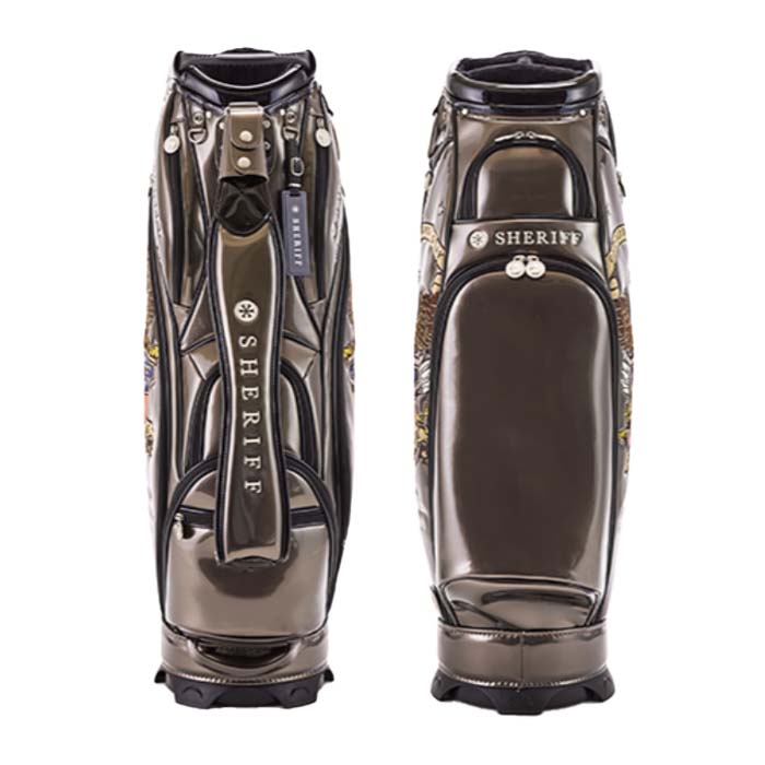 新品 訳あり シェリフ ゴルフ イーグル 限定 エナメルキャディバッグ ガンメタ シェリフ イーグルシリーズ キャディバッグ カラー：ガンメタル