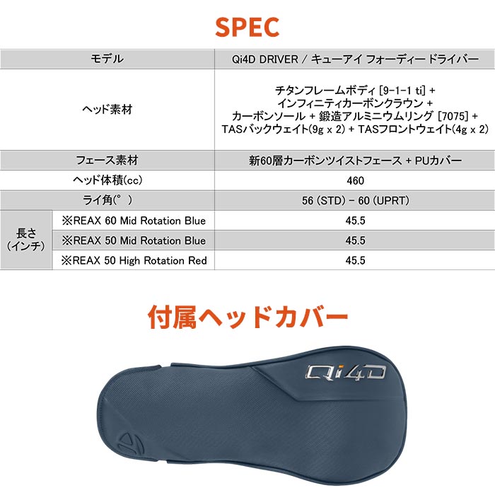 TaylorMade（テーラーメイド） Qi 4D ドライバー REAX HR 50 CARBON