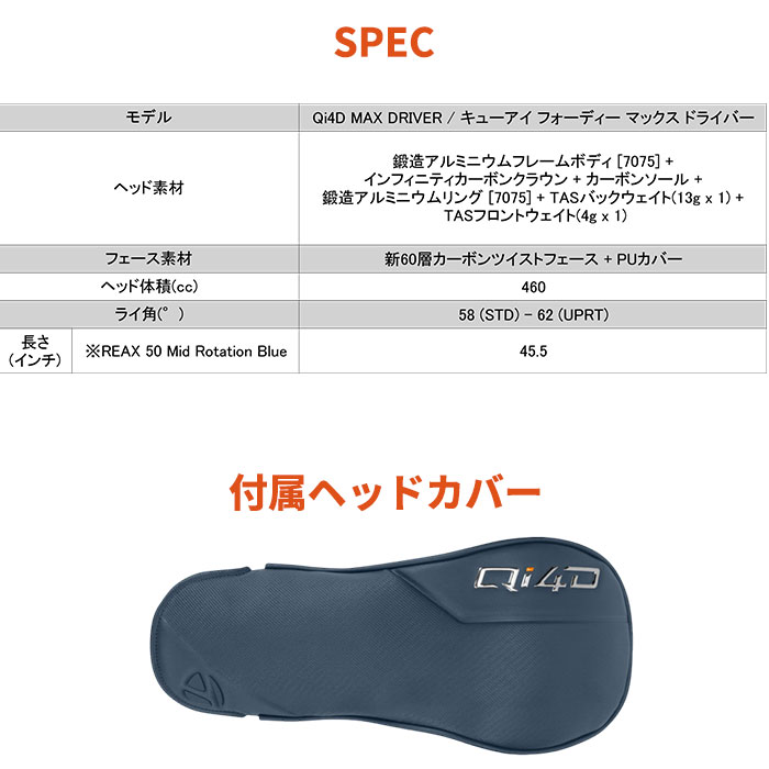 TaylorMade（テーラーメイド） Qi 4D MAX ドライバー REAX MR 50