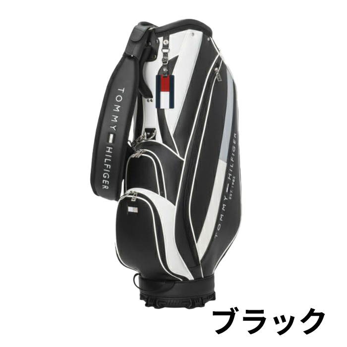 トミーヒルフィガー　キャディバッグ　ブラック/ホワイト TOMMY HILFIGER キャディバッグ｜ゴルフ用バッグ｜ゴルフ