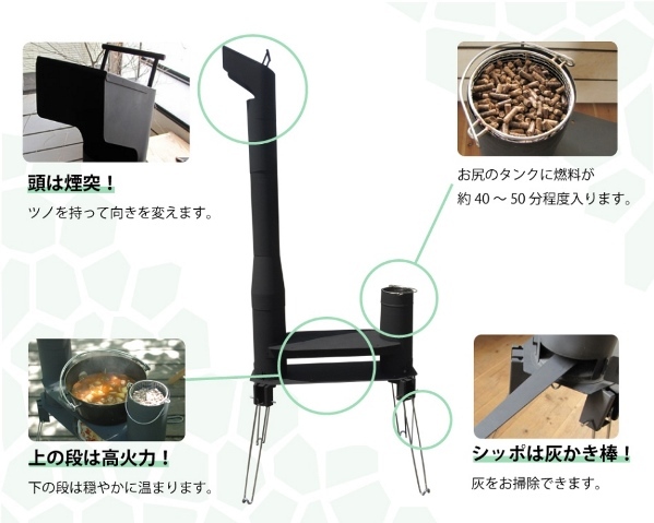 ◇燃焼のプロが開発製作 ペレットBBQグリル　 kirinsan きりんさん★ 検 キリン君 rakudasan BBQコンロ アウトドア